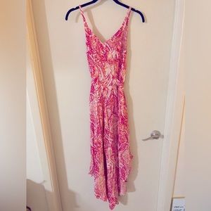 Pink & orange/coral flowy jumpsuit